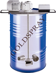 Industrial 200 liter open barrel industrial stirrer, viscofluidjet SRT helix- GoldSpray